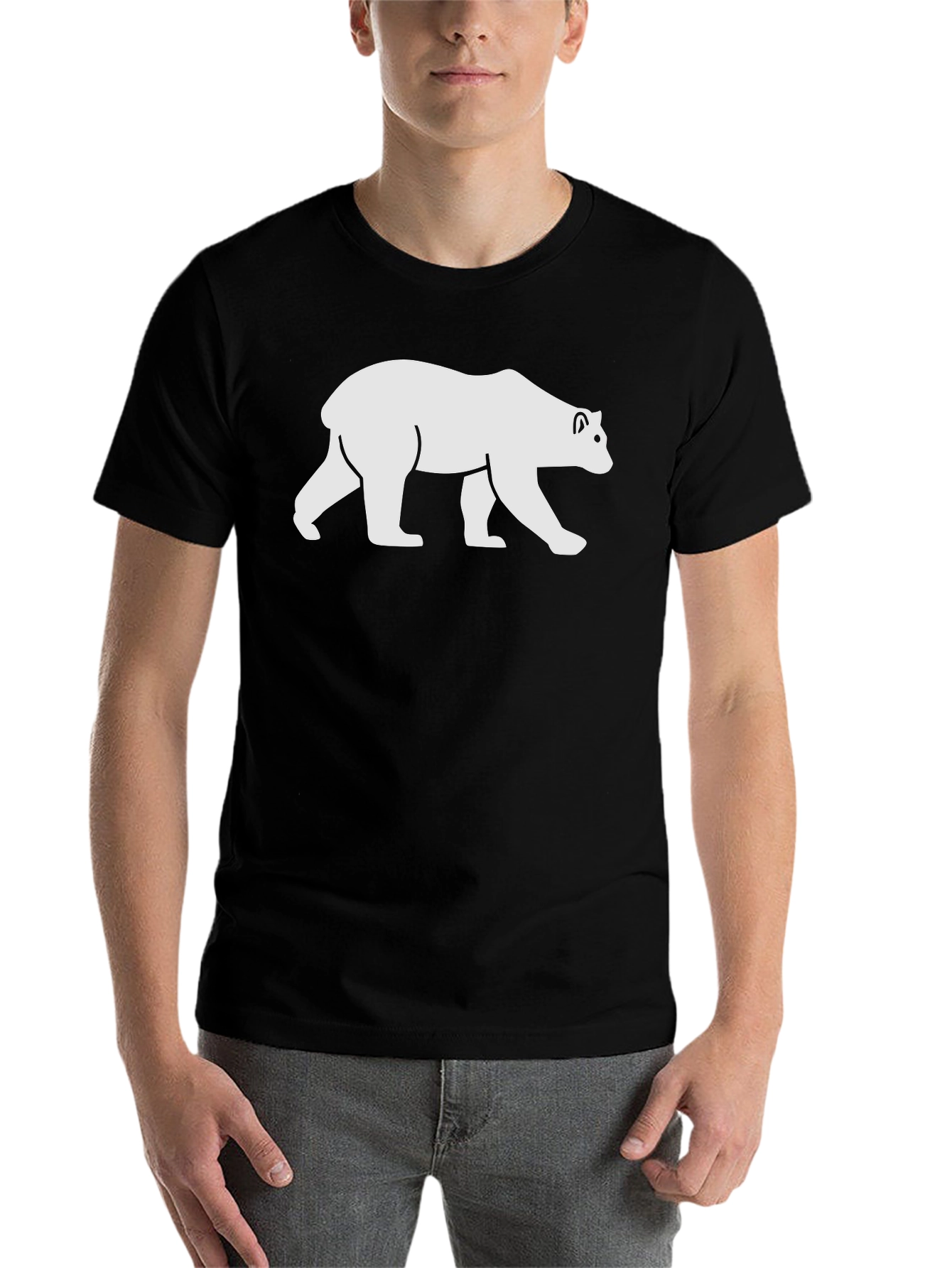 Black T-Shirt with White Bear Graphic