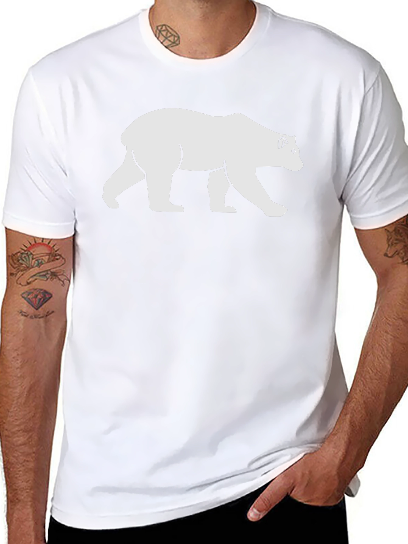 Black T-Shirt with White Bear Graphic