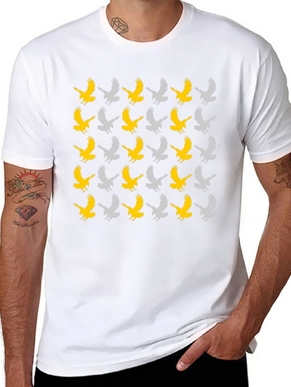 Eagle Pattern Tee - Black Cotton Graphic T-Shirt