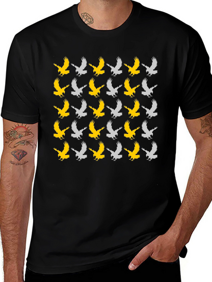 Eagle Pattern Tee - Black Cotton Graphic T-Shirt