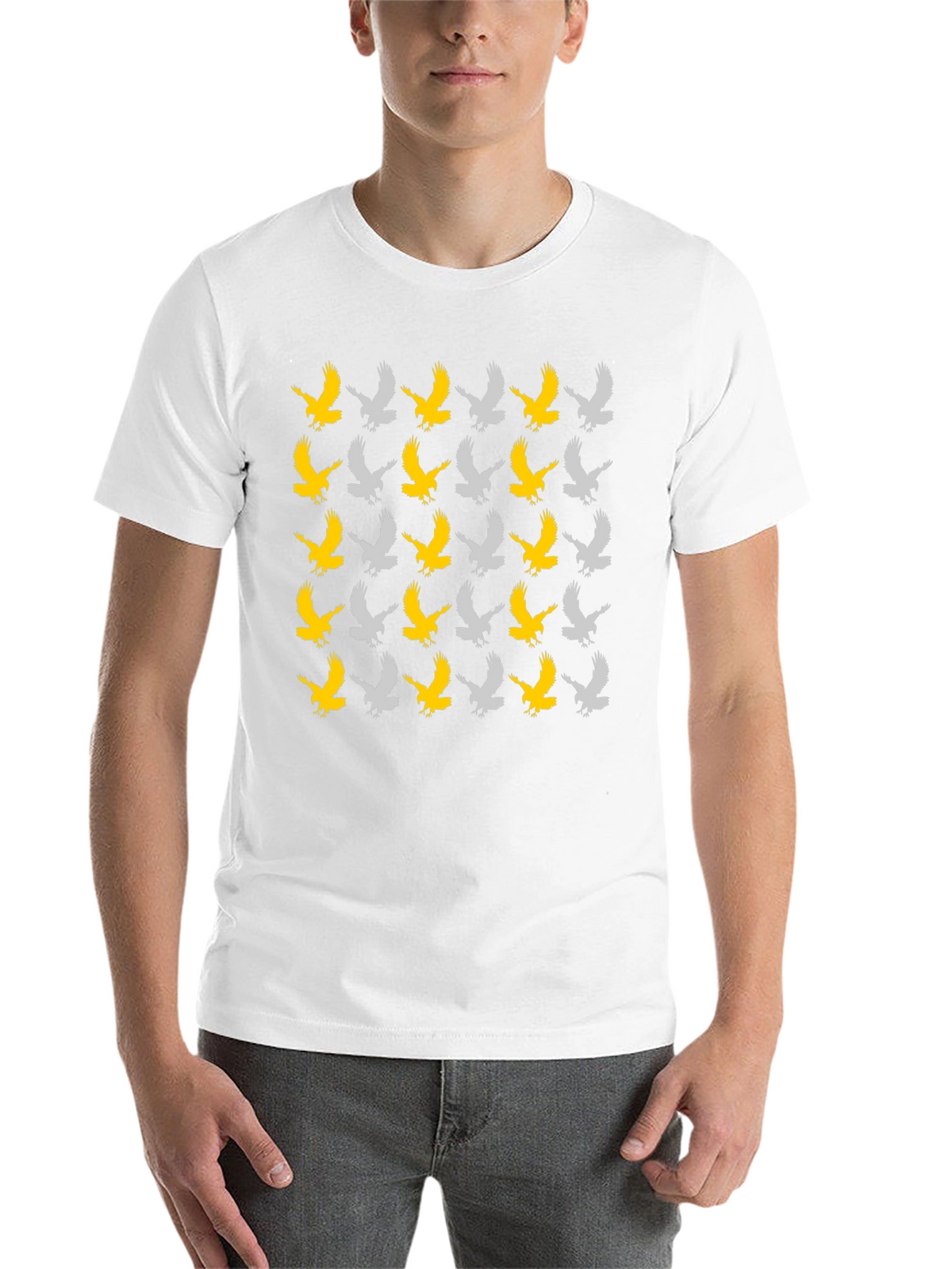 Eagle Pattern Tee - Black Cotton Graphic T-Shirt