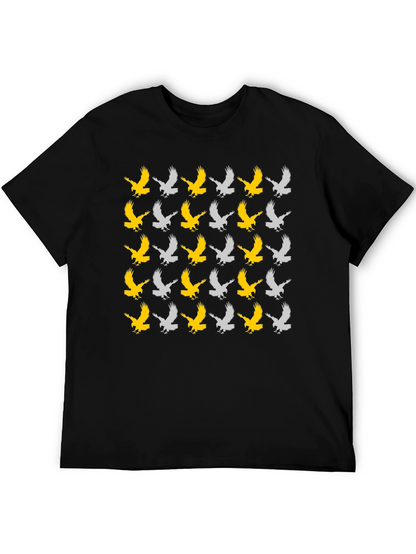 Eagle Pattern Tee - Black Cotton Graphic T-Shirt