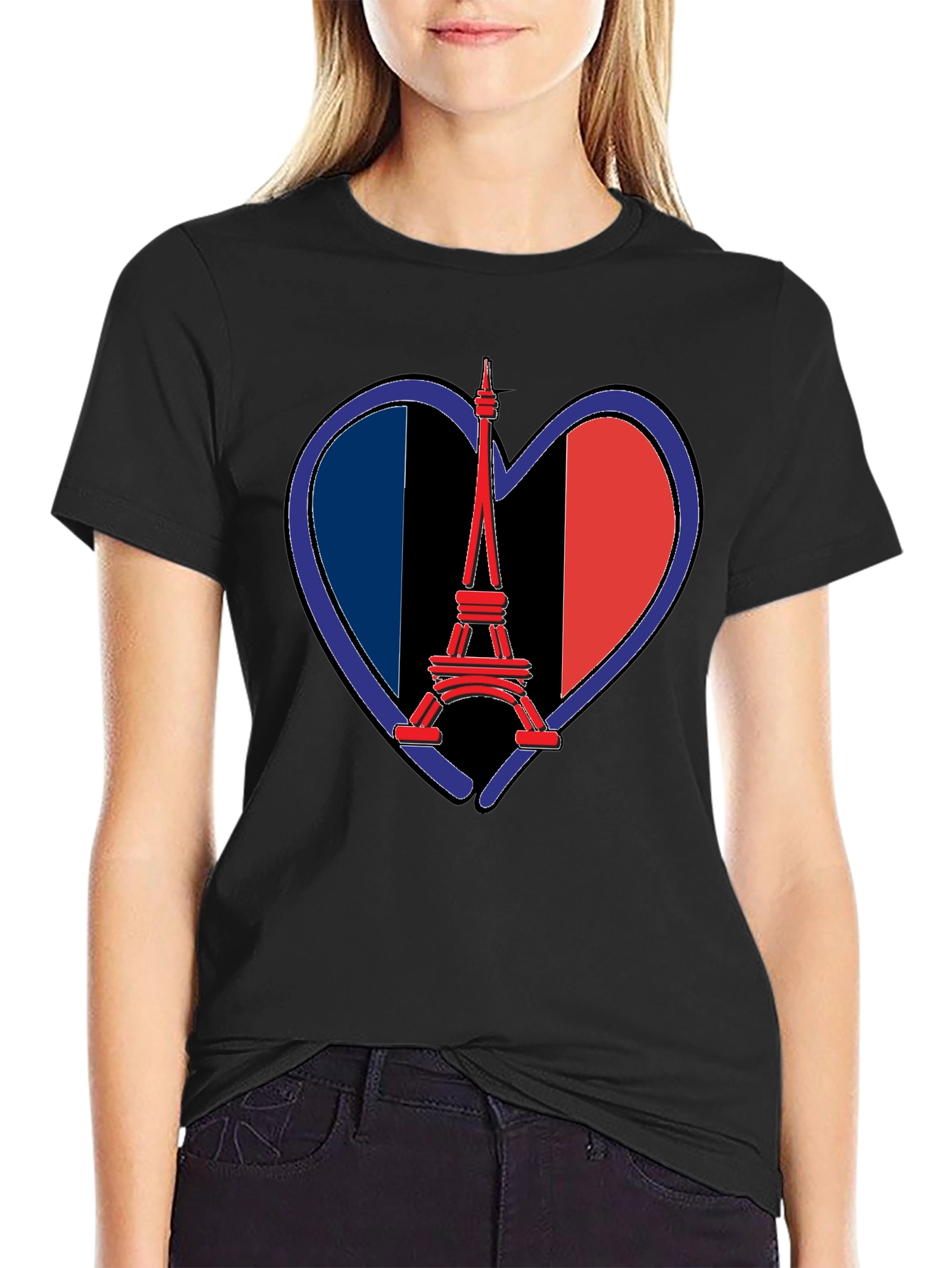 Eiffel Tower France Flag Heart T-Shirt