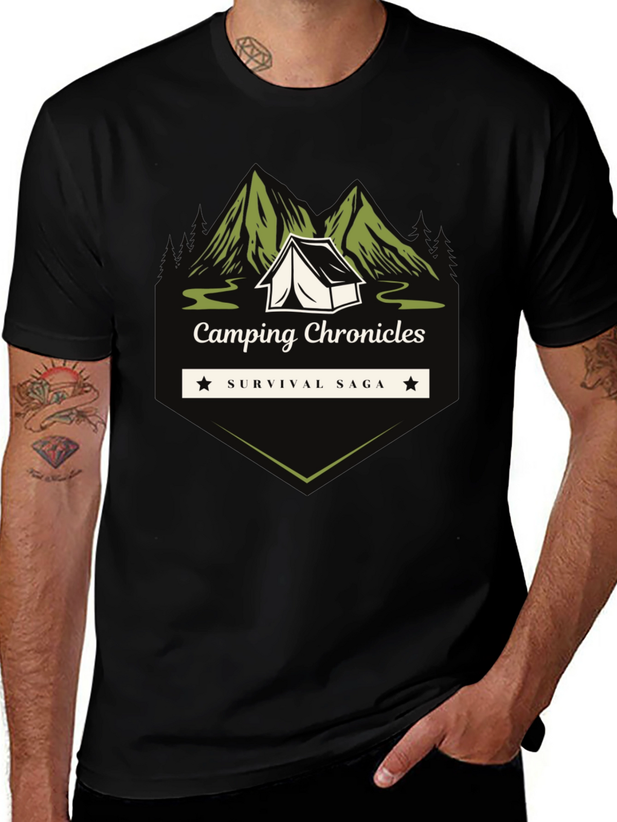 Camping Chronicles Survival Saga Graphic T-Shirt