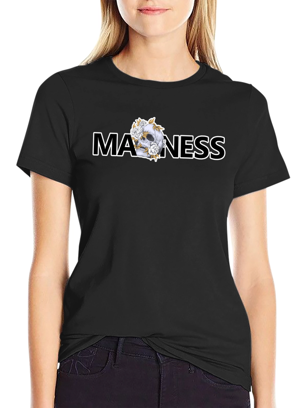 Madness Skull Graphic Black T-Shirt