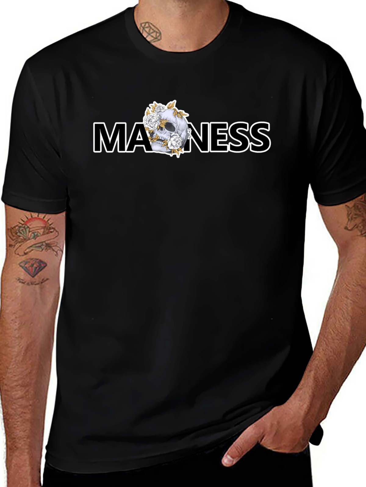 Madness Skull Graphic Black T-Shirt