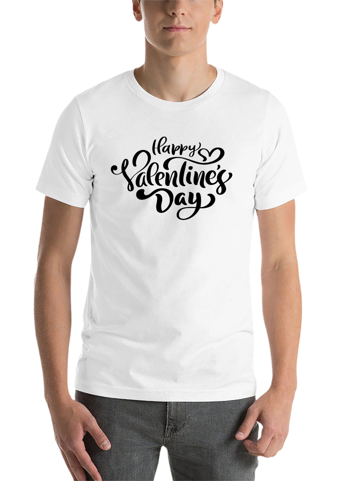 Happy Valentines Day Black Graphic T-Shirt
