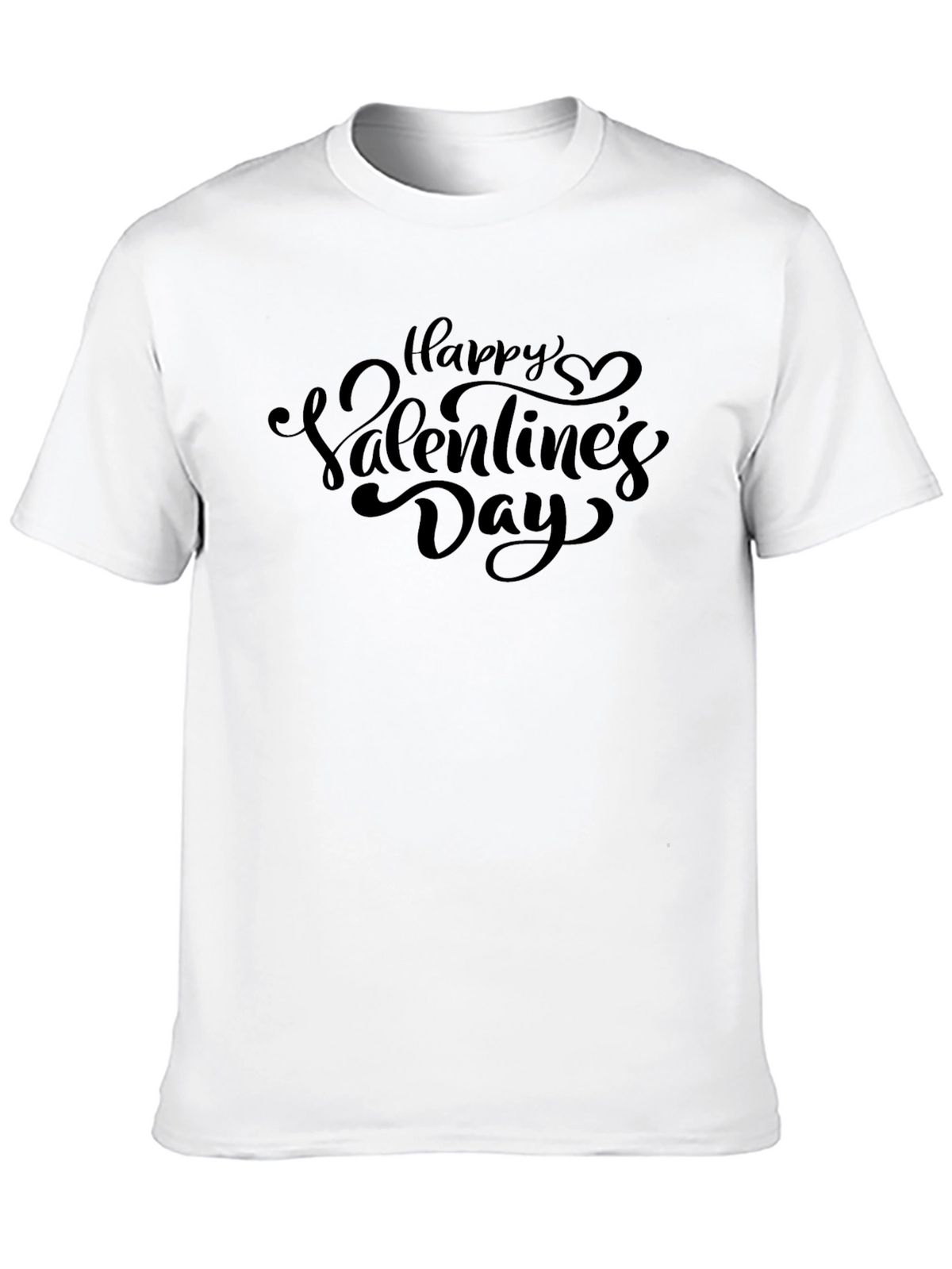 Happy Valentines Day Black Graphic T-Shirt