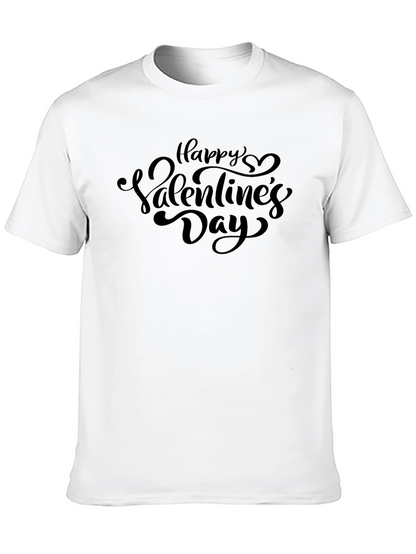 Happy Valentines Day Black Graphic T-Shirt