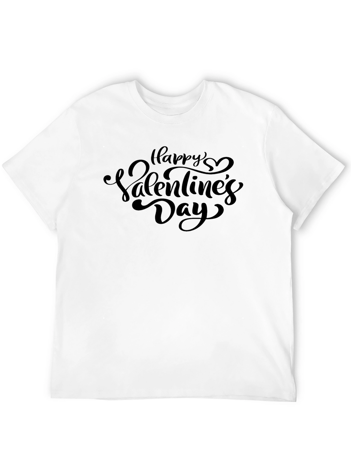 Happy Valentines Day Black Graphic T-Shirt