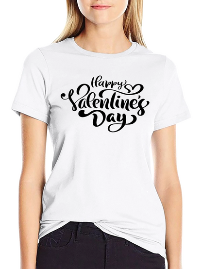 Happy Valentines Day Black Graphic T-Shirt