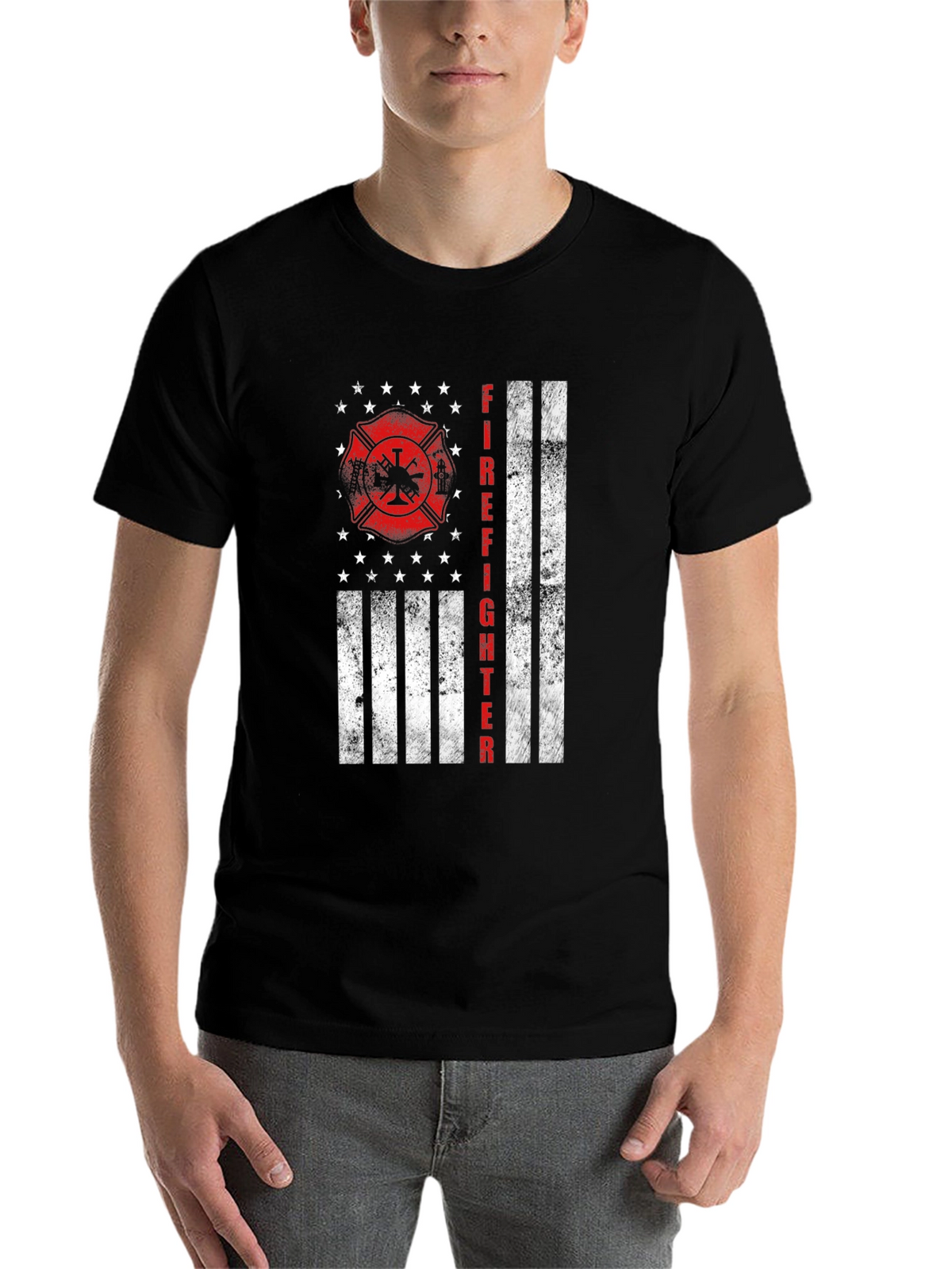 Firefighter Flag Graphic T-Shirt