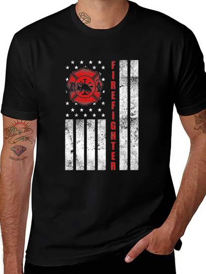Firefighter Flag Graphic T-Shirt