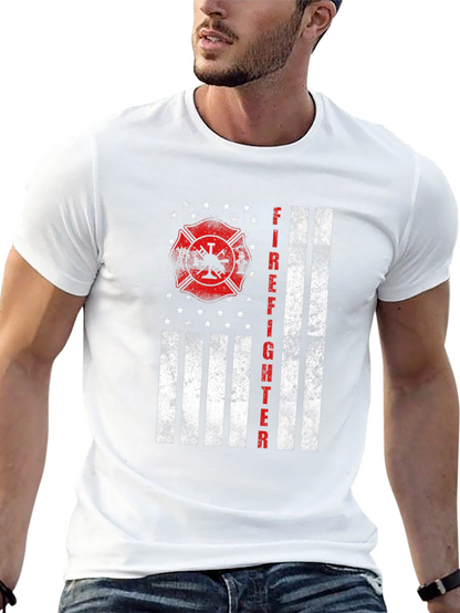 Firefighter Flag Graphic T-Shirt