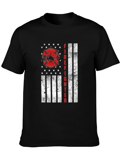 Firefighter Flag Graphic T-Shirt