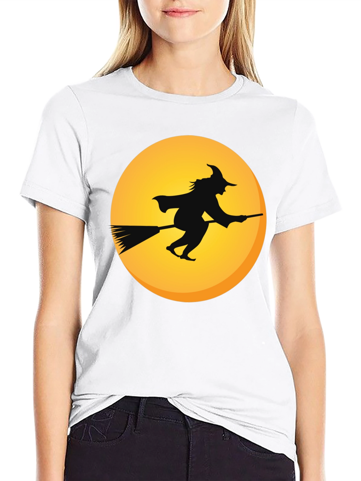 Witch on Broomstick T-Shirt - Halloween Apparel