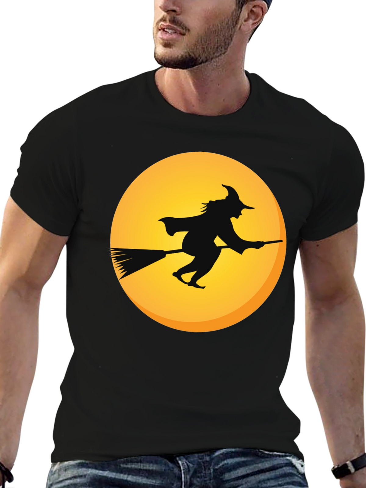Witch on Broomstick T-Shirt - Halloween Apparel