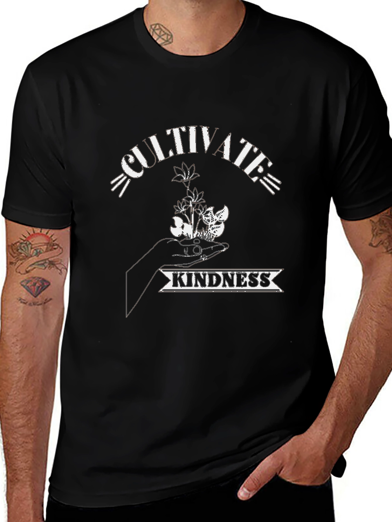 Cultivate Kindness Black Graphic T-Shirt