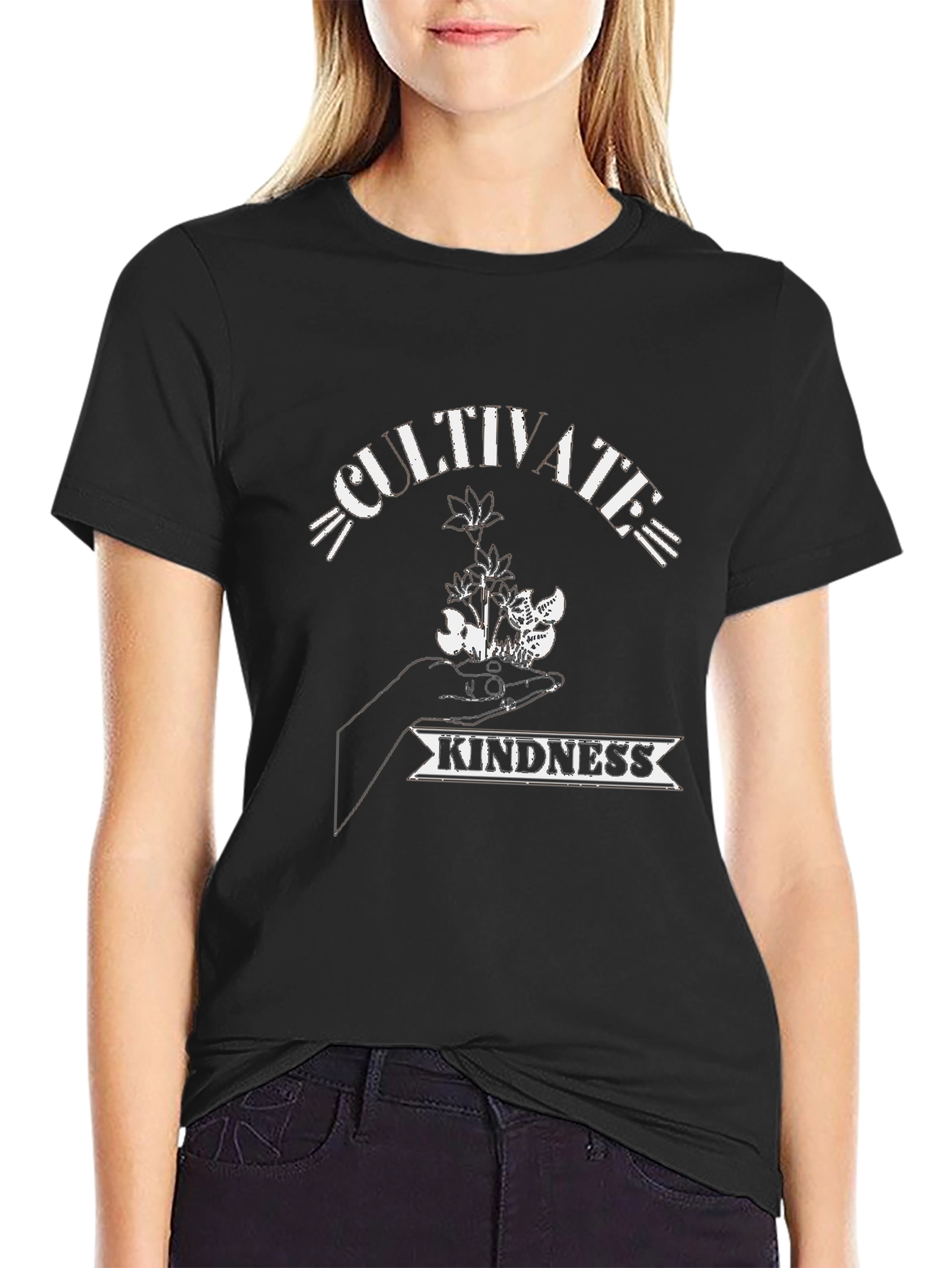 Cultivate Kindness Black Graphic T-Shirt