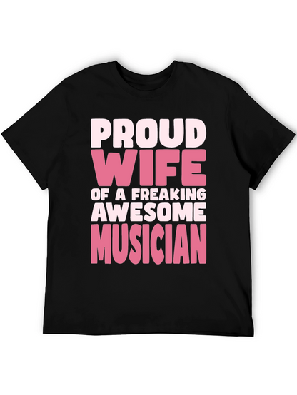 Proud Wife Musician Black T-Shirt