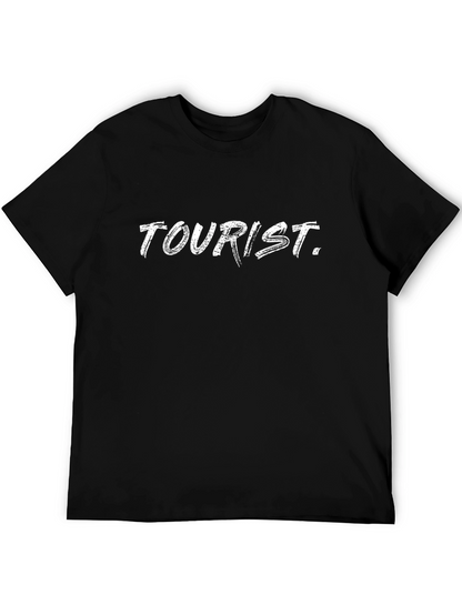 Tourist Graphic Tee - Black Cotton Blend T-Shirt