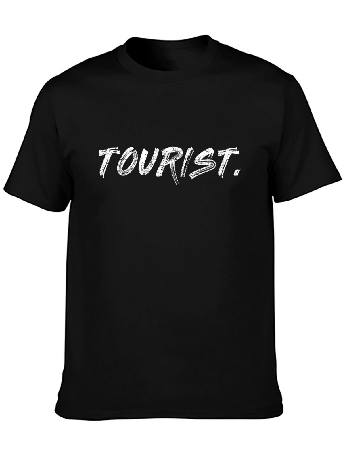 Tourist Graphic Tee - Black Cotton Blend T-Shirt