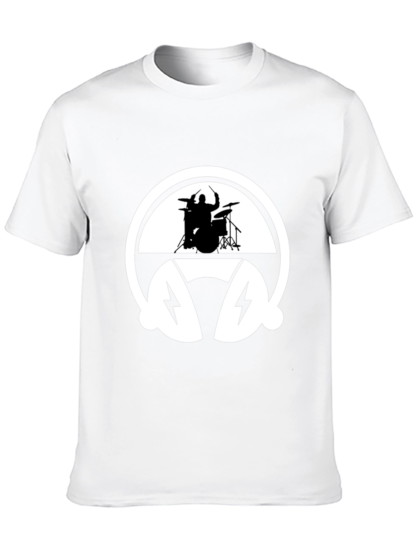 Drummer Headphone Graphic Tee - Black Cotton T-Shirt