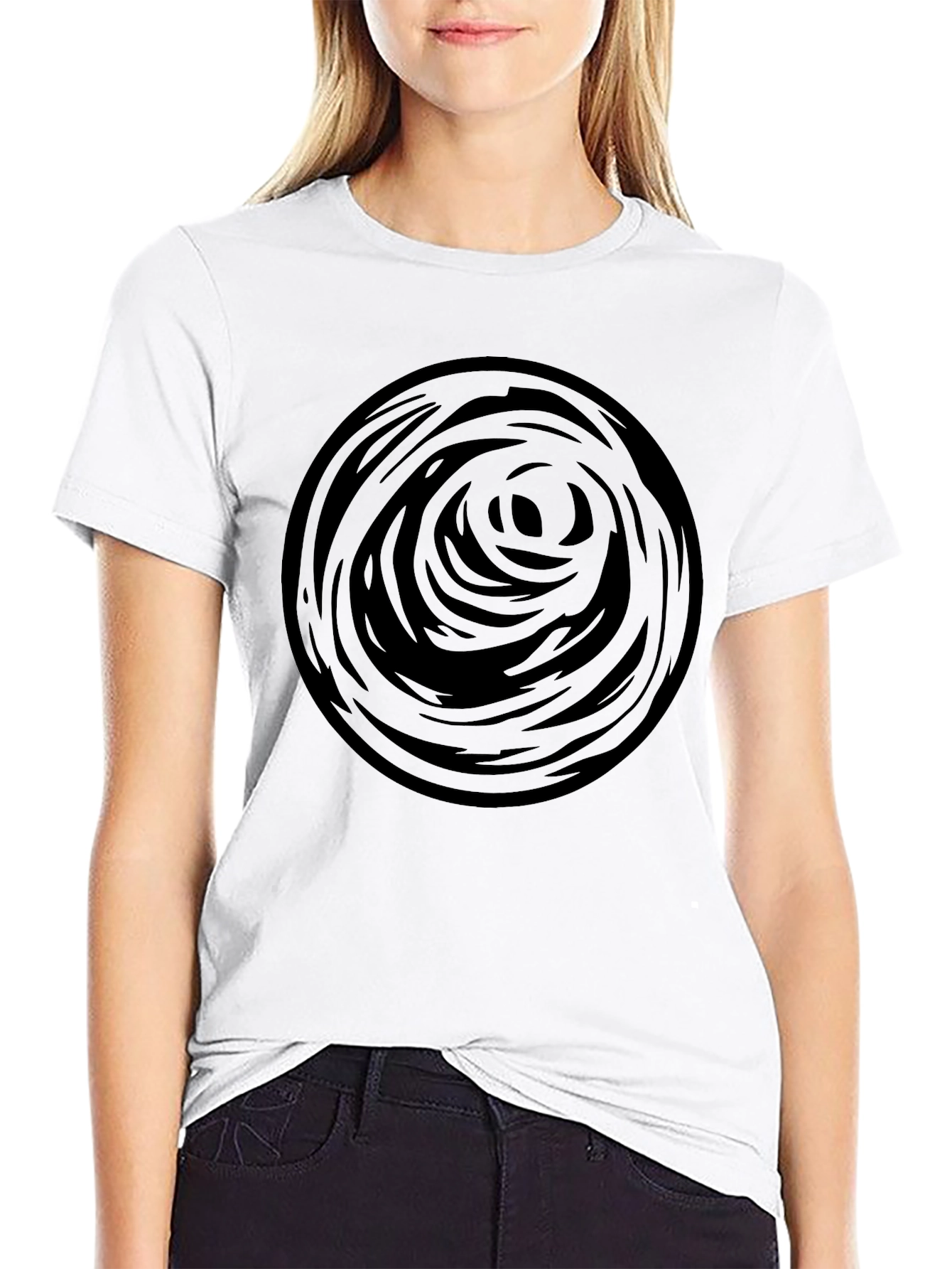 Abstract Circle Graphic Tee - Black