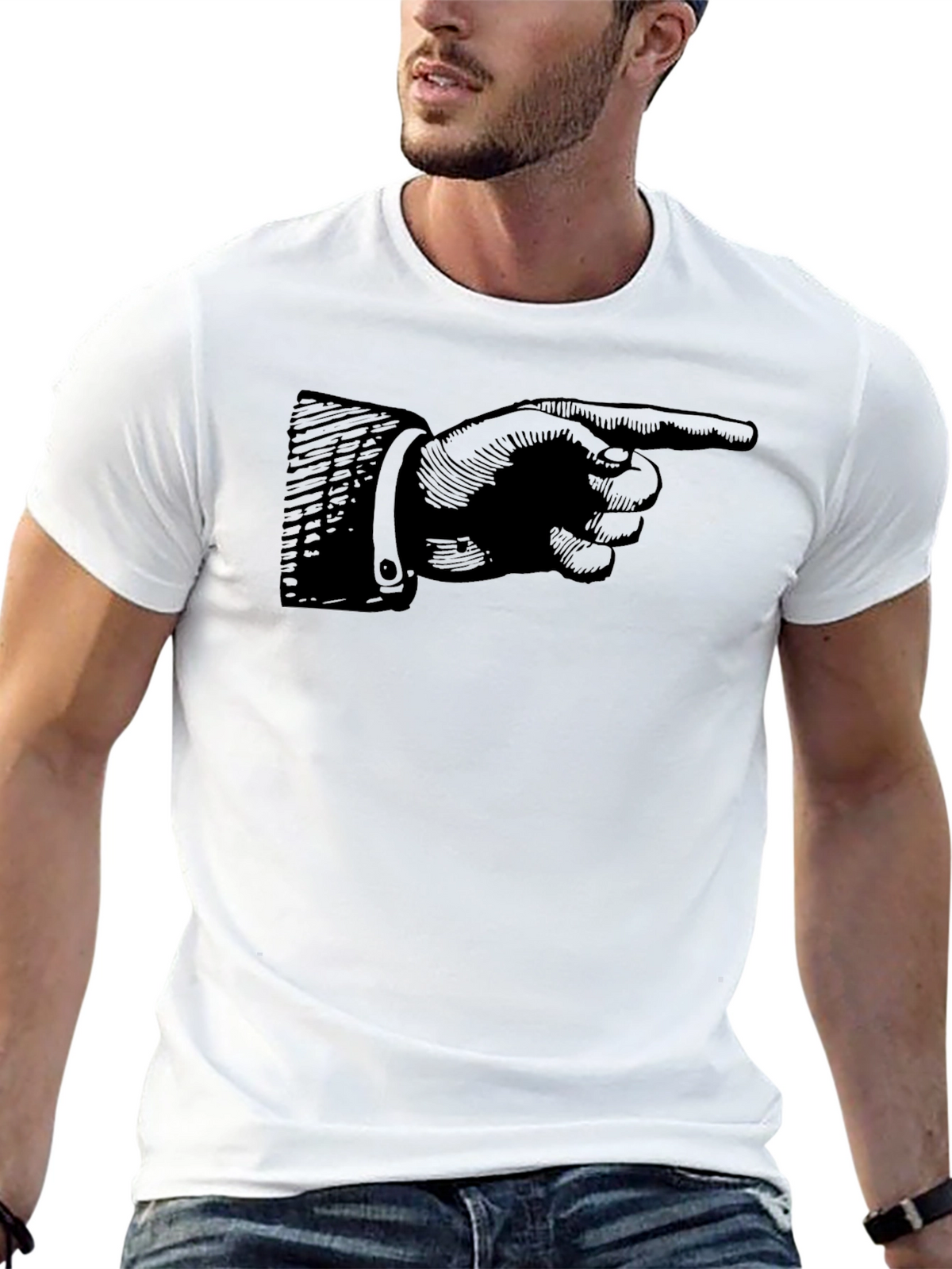 Pointing Finger Graphic Tee - Classic Black