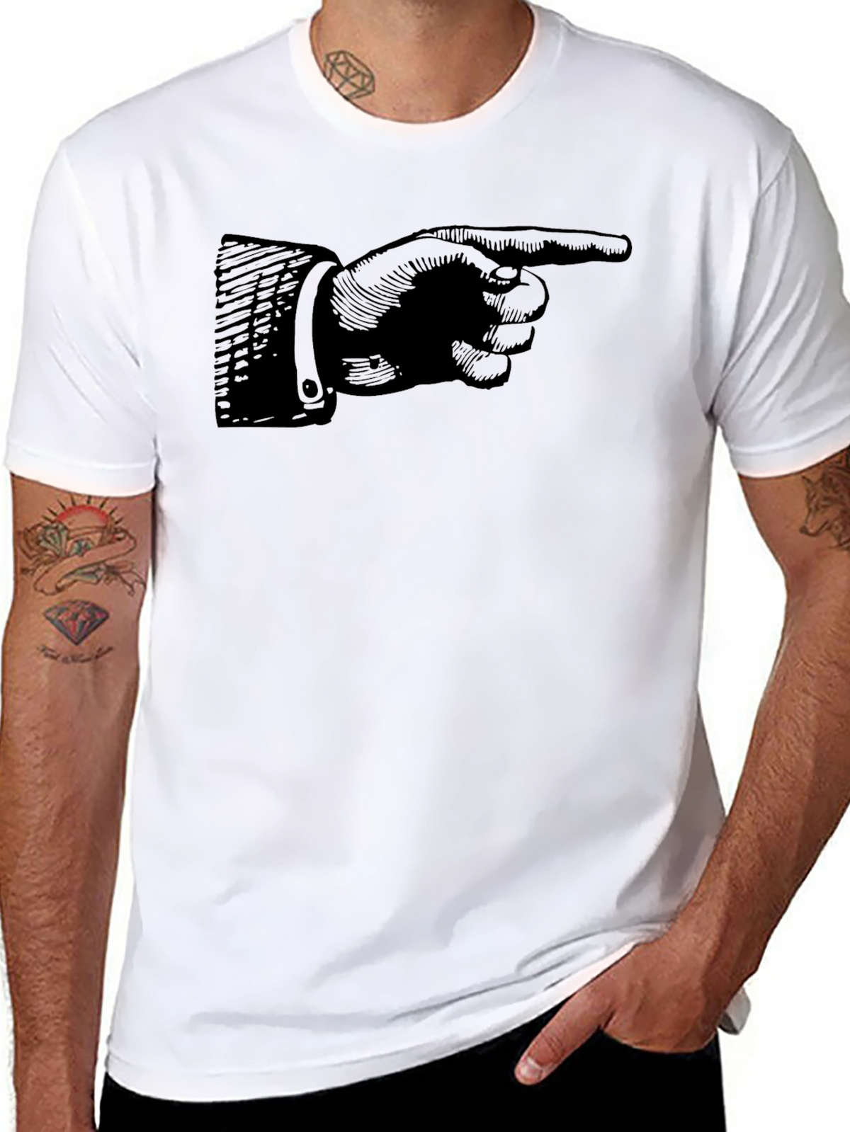 Pointing Finger Graphic Tee - Classic Black