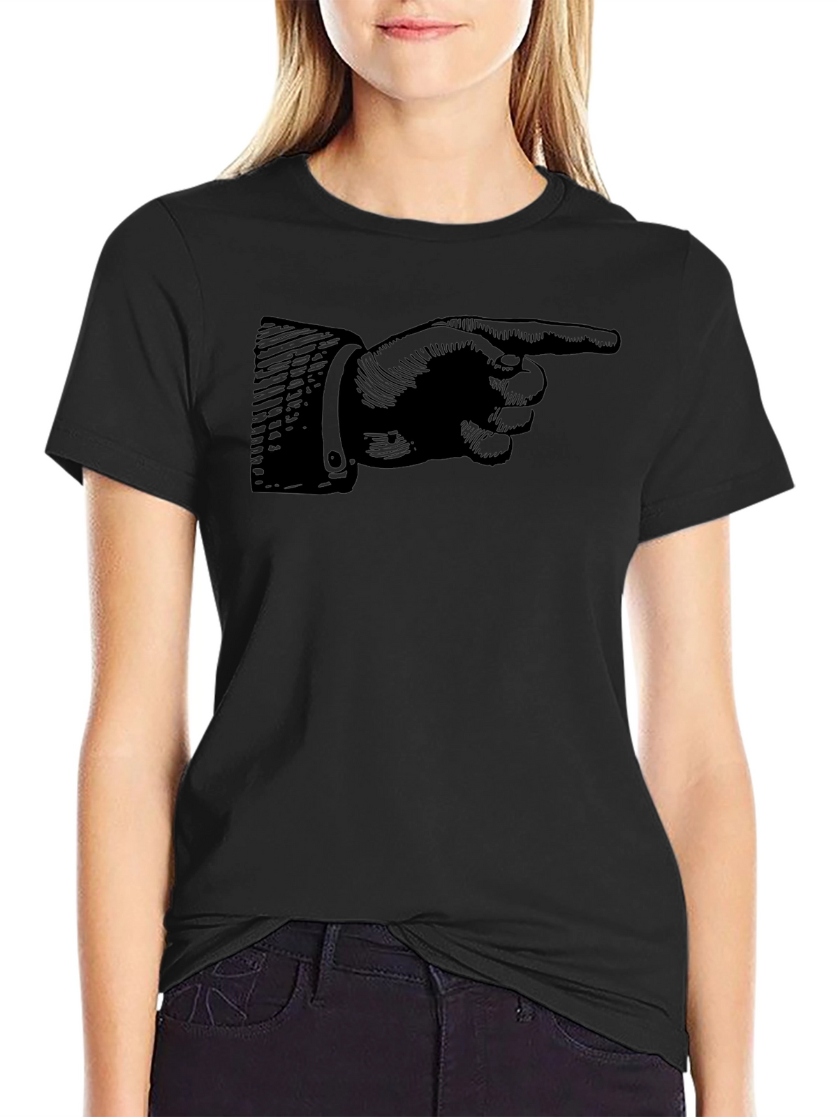 Pointing Finger Graphic Tee - Classic Black