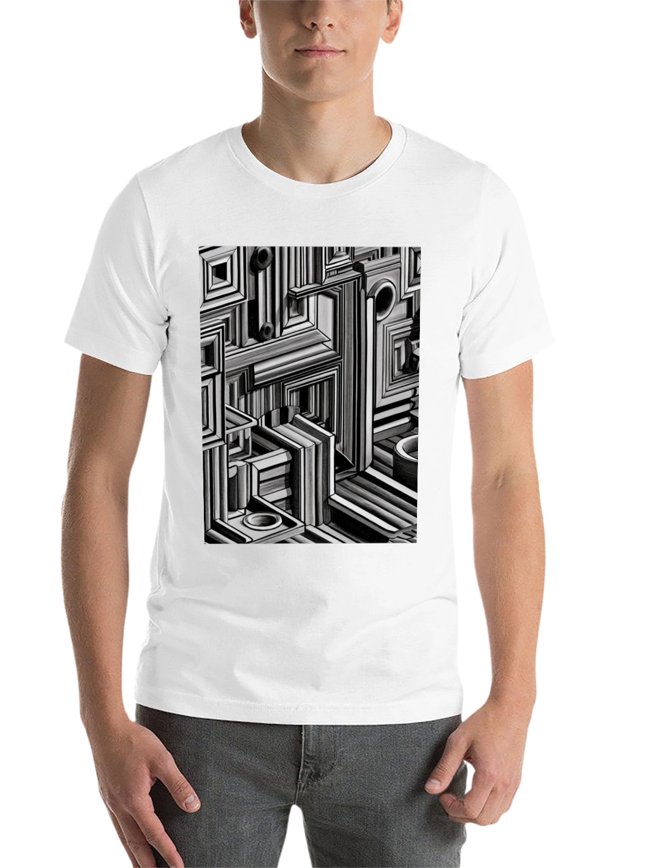 Abstract Geometric Maze Pattern T-Shirt