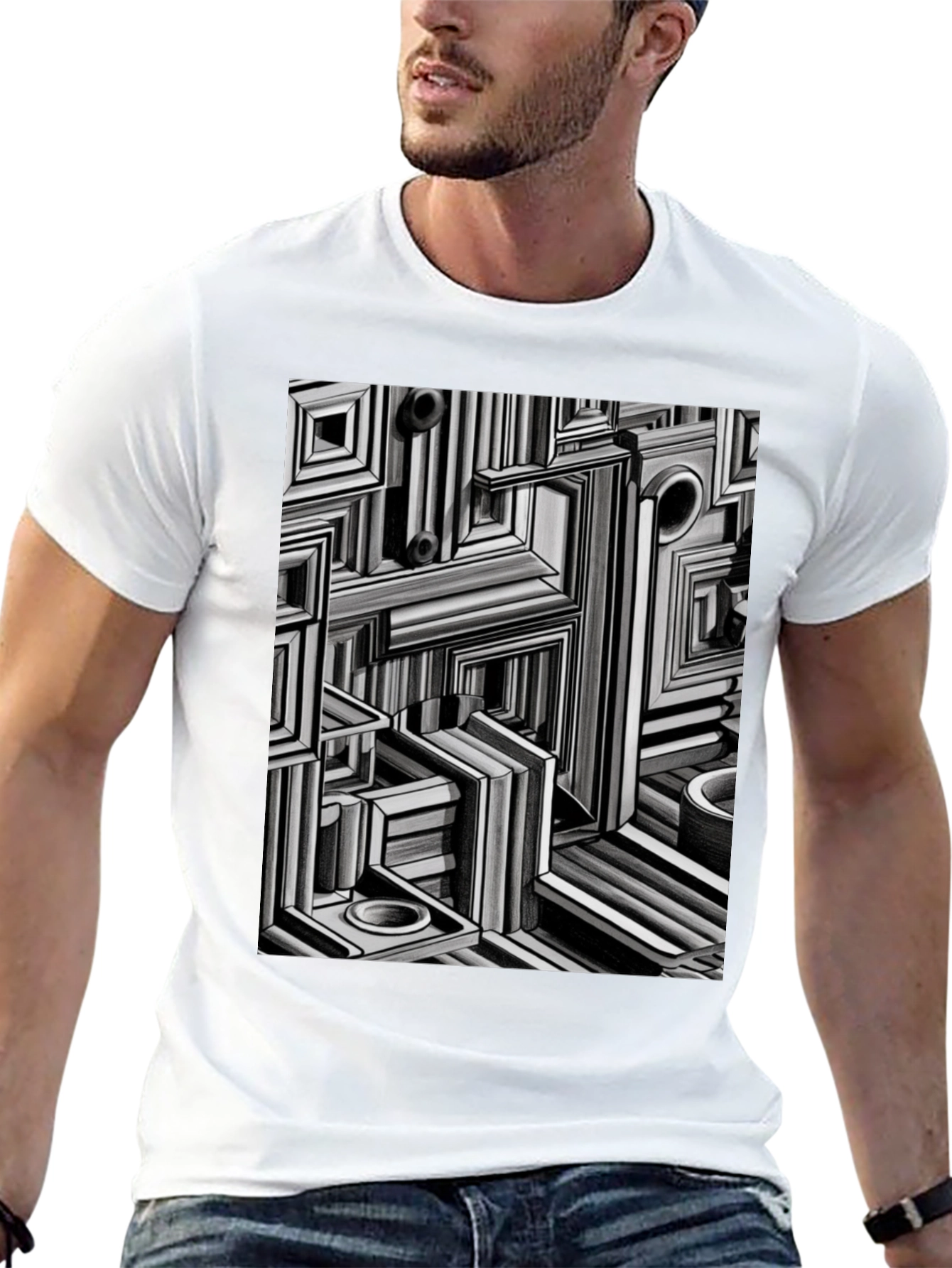 Abstract Geometric Maze Pattern T-Shirt