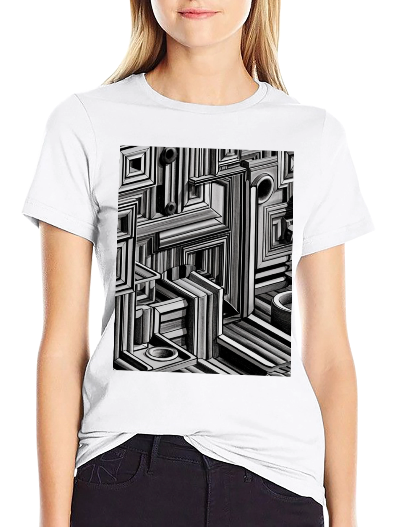 Abstract Geometric Maze Pattern T-Shirt