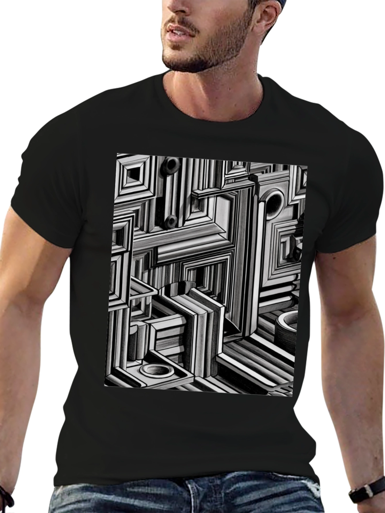 Abstract Geometric Maze Pattern T-Shirt