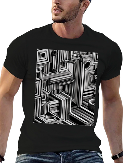 Abstract Geometric Maze Pattern T-Shirt