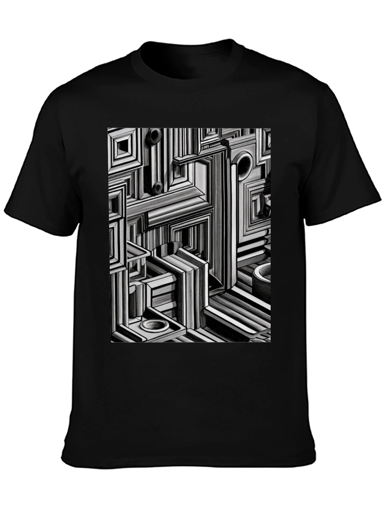 Abstract Geometric Maze Pattern T-Shirt