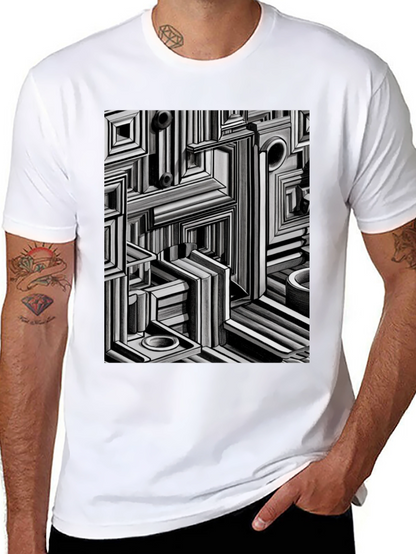 Abstract Geometric Maze Pattern T-Shirt