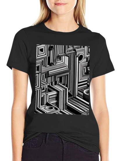 Abstract Geometric Maze Pattern T-Shirt