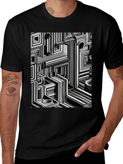 Abstract Geometric Maze Pattern T-Shirt