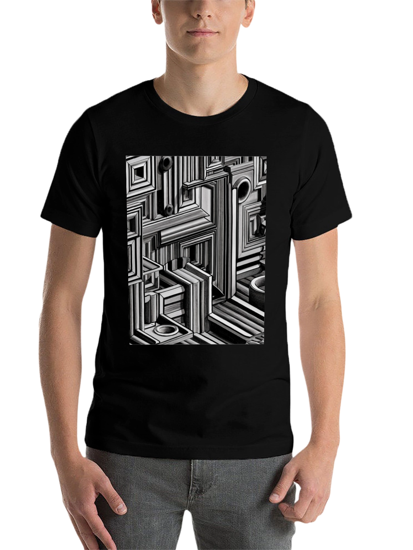 Abstract Geometric Maze Pattern T-Shirt
