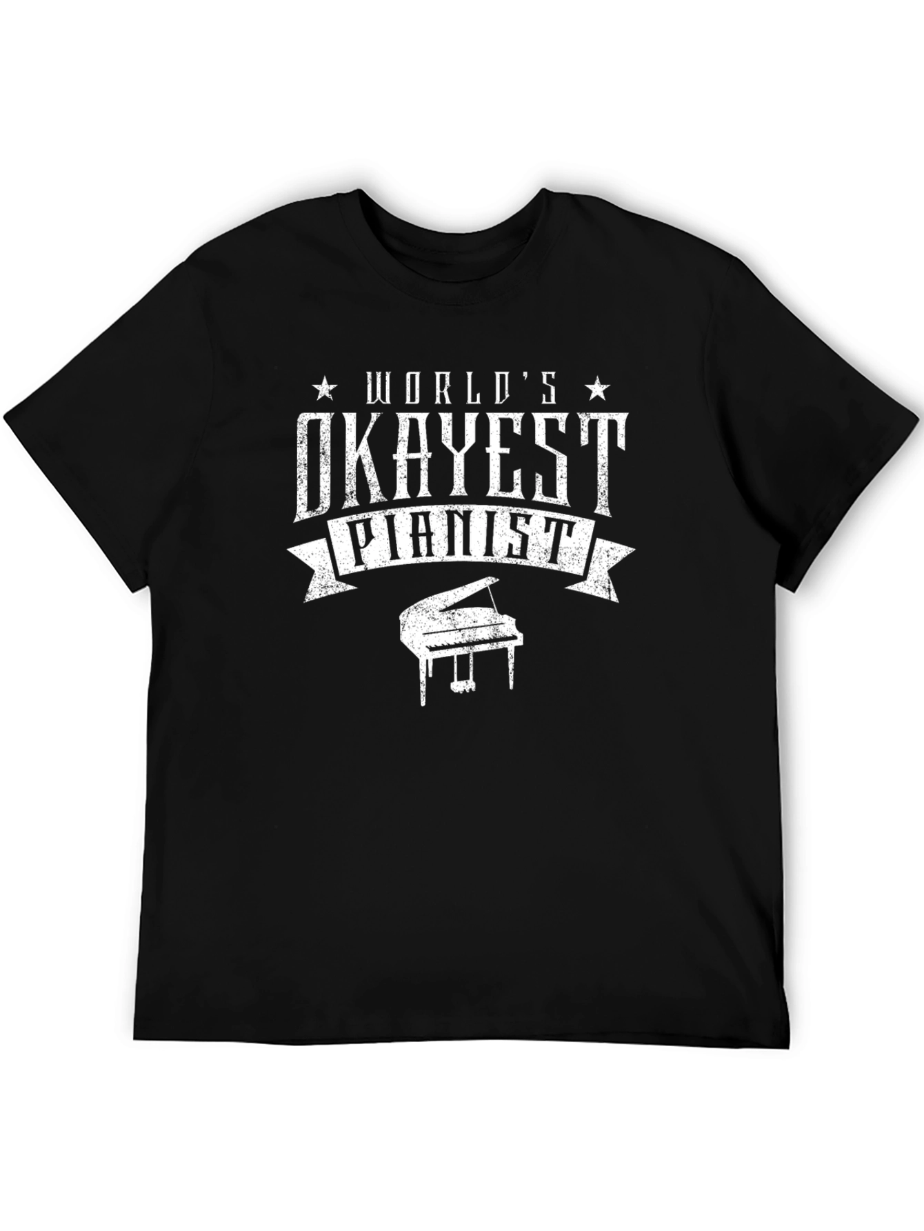 Worlds Okayest Pianist Black Graphic T-Shirt
