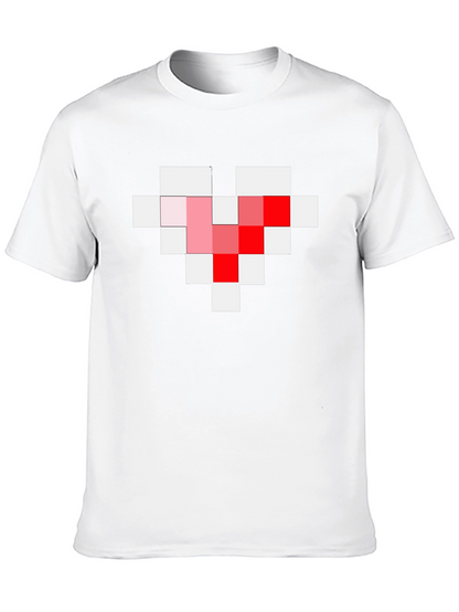 Pixel Heart Graphic Tee - Gamer Style Black T-Shirt