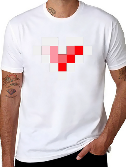 Pixel Heart Graphic Tee - Gamer Style Black T-Shirt
