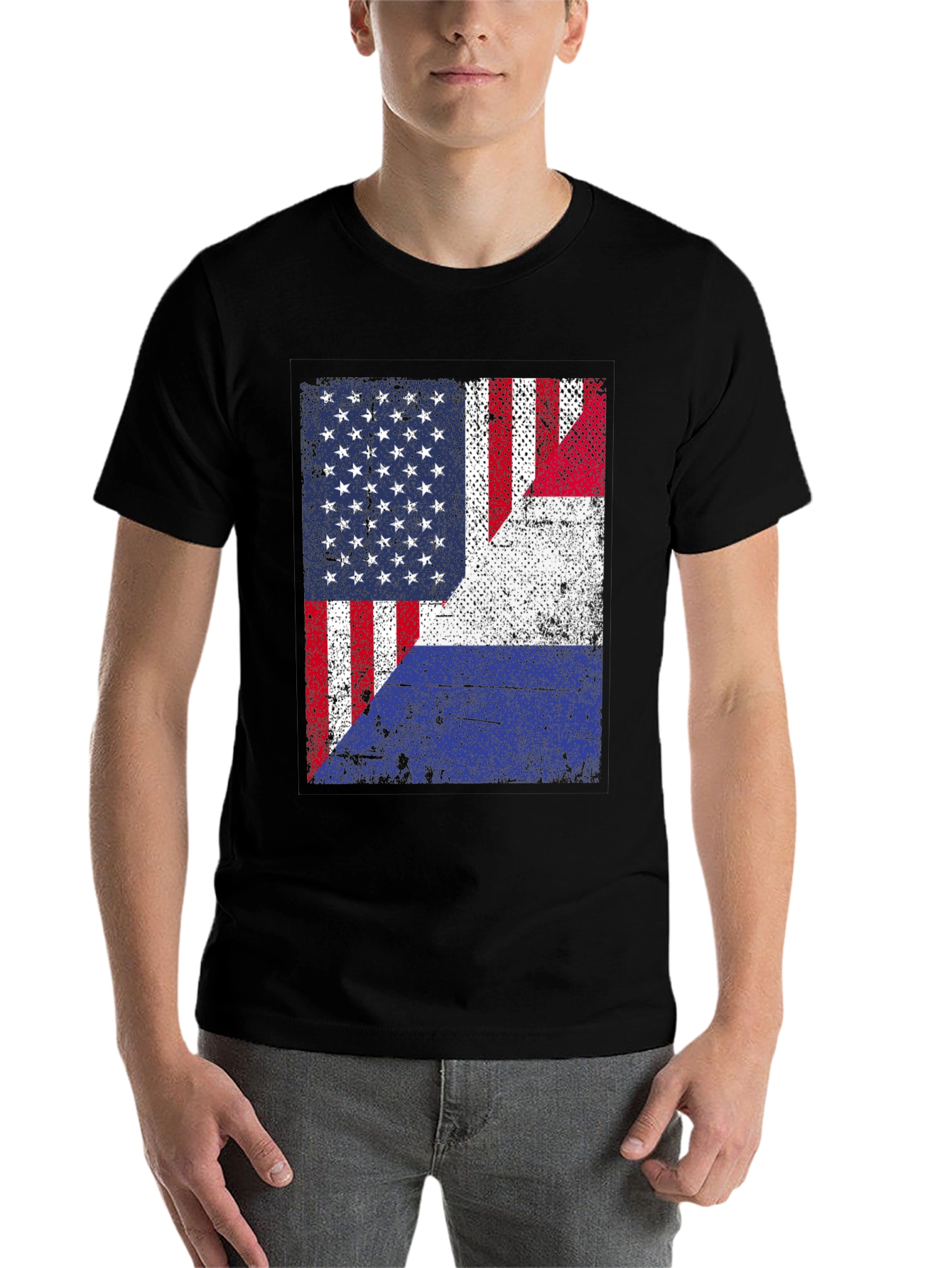 Distressed USA Flag Graphic T-Shirt