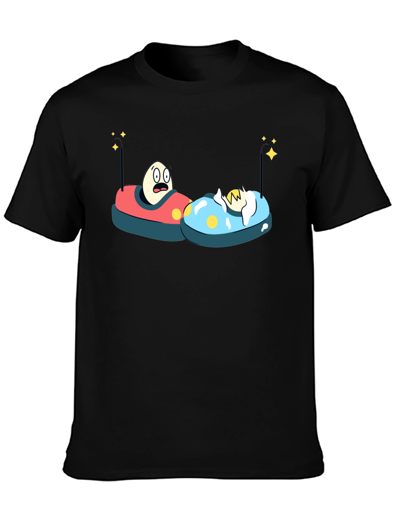 Bumper Car Eggs T-Shirt - Fun Cartoon Graphic Tee
