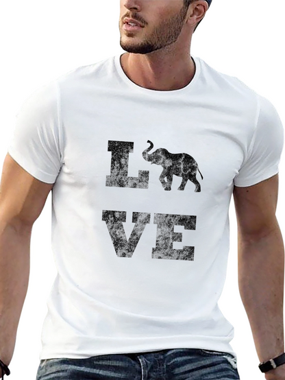 Elephant Love Graphic Print Tee - Mens Black T-Shirt