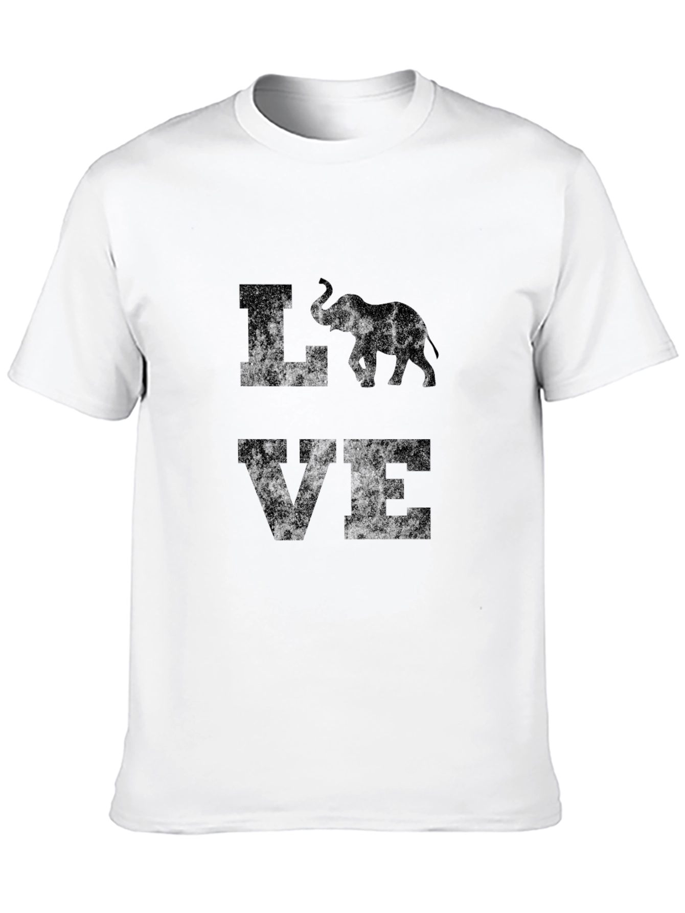 Elephant Love Graphic Print Tee - Mens Black T-Shirt