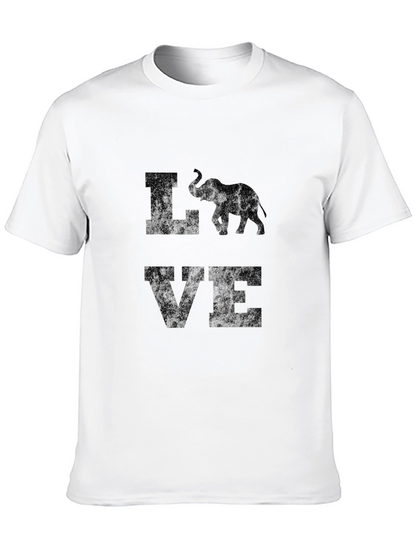 Elephant Love Graphic Print Tee - Mens Black T-Shirt