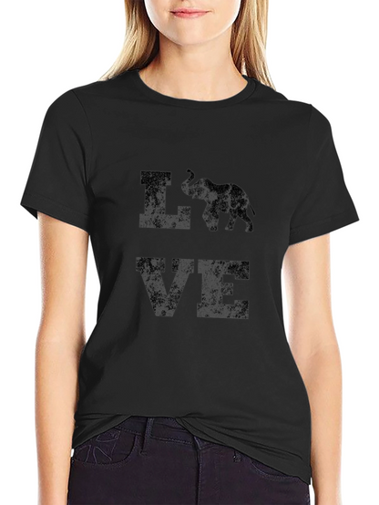 Elephant Love Graphic Print Tee - Mens Black T-Shirt